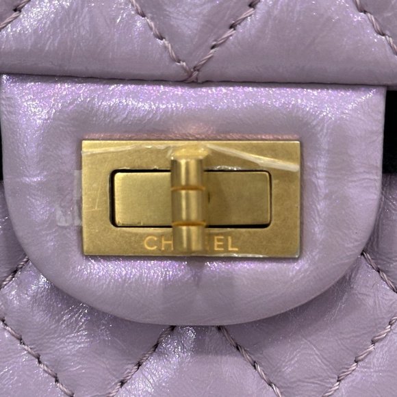 CHANEL 24P LAVENDER CALFSKIN MINI REISSUE 2.55 BAG GOLD HW - Picture 10 of 15